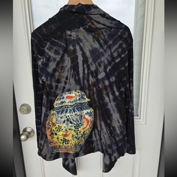 VTG Citron Cardigan Size Large Women Tie Dye Open Front Artsy Bohomeim Y2k - Picture 16 of 16